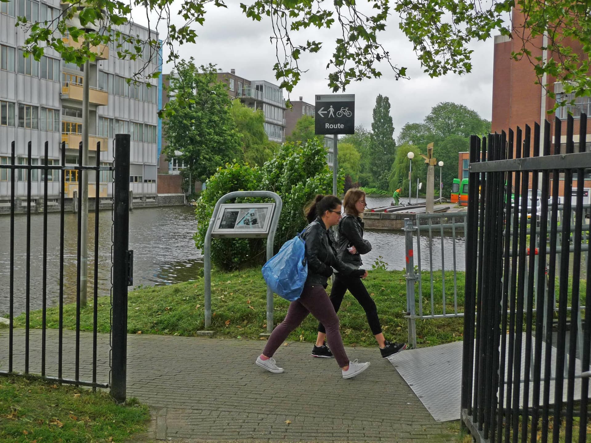 Students on their university campus in Amsterdam